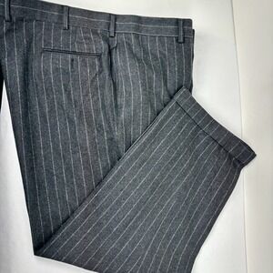 Southwick Pants Mens Size 40 x 27 Flannel Wool Gray Striped Cuffed Pinstripe